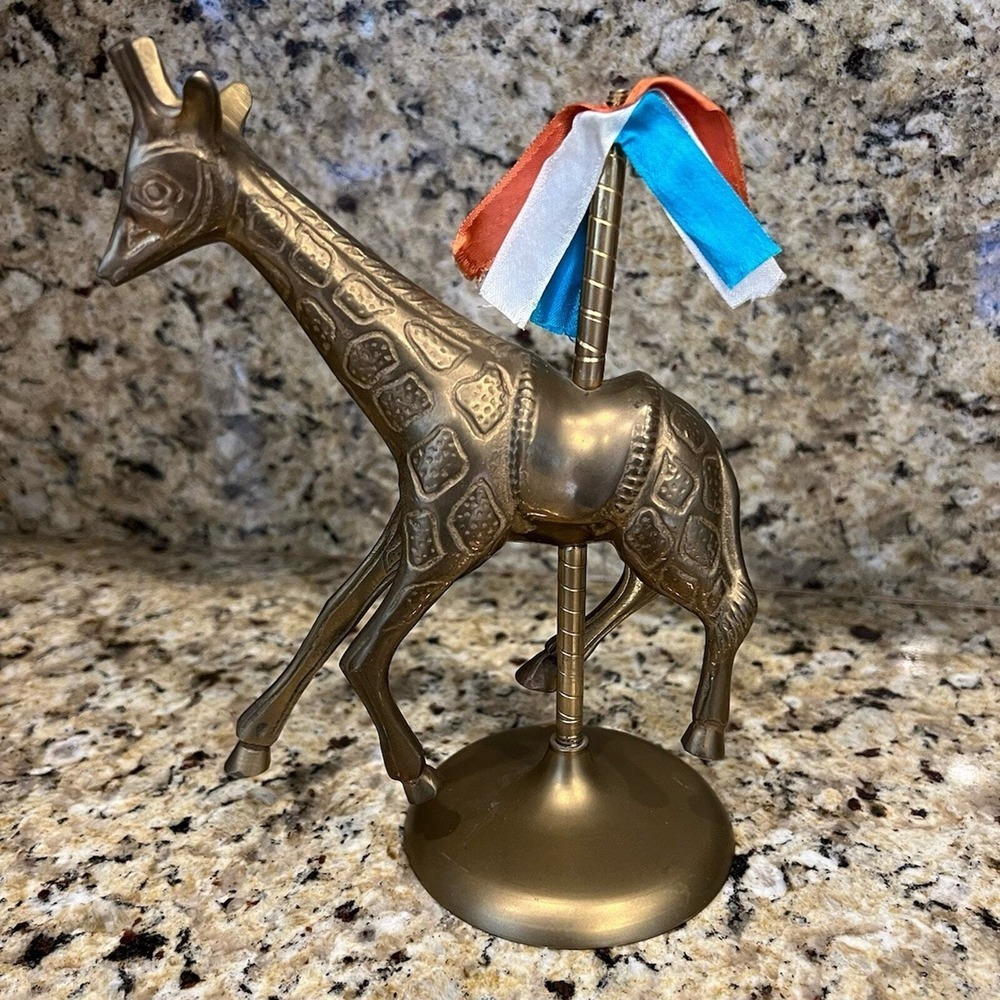 Vintage Brass Giraffe Carousel Figurine